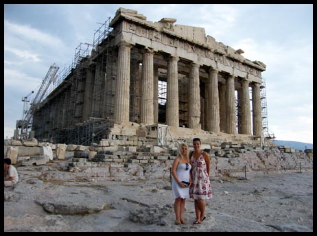 Mel and I in front of the Parthenon in Athens, Greece